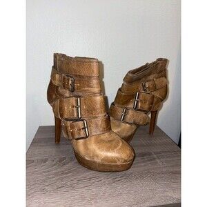 Cute Brown Leather Heels Size 7.5